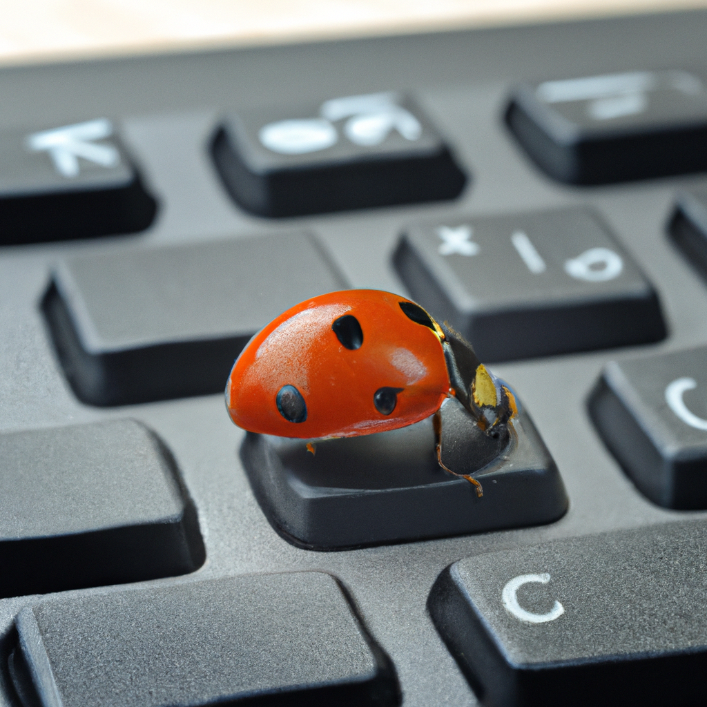 Une coccinelle sur un clavier pour illustrer la page contact.