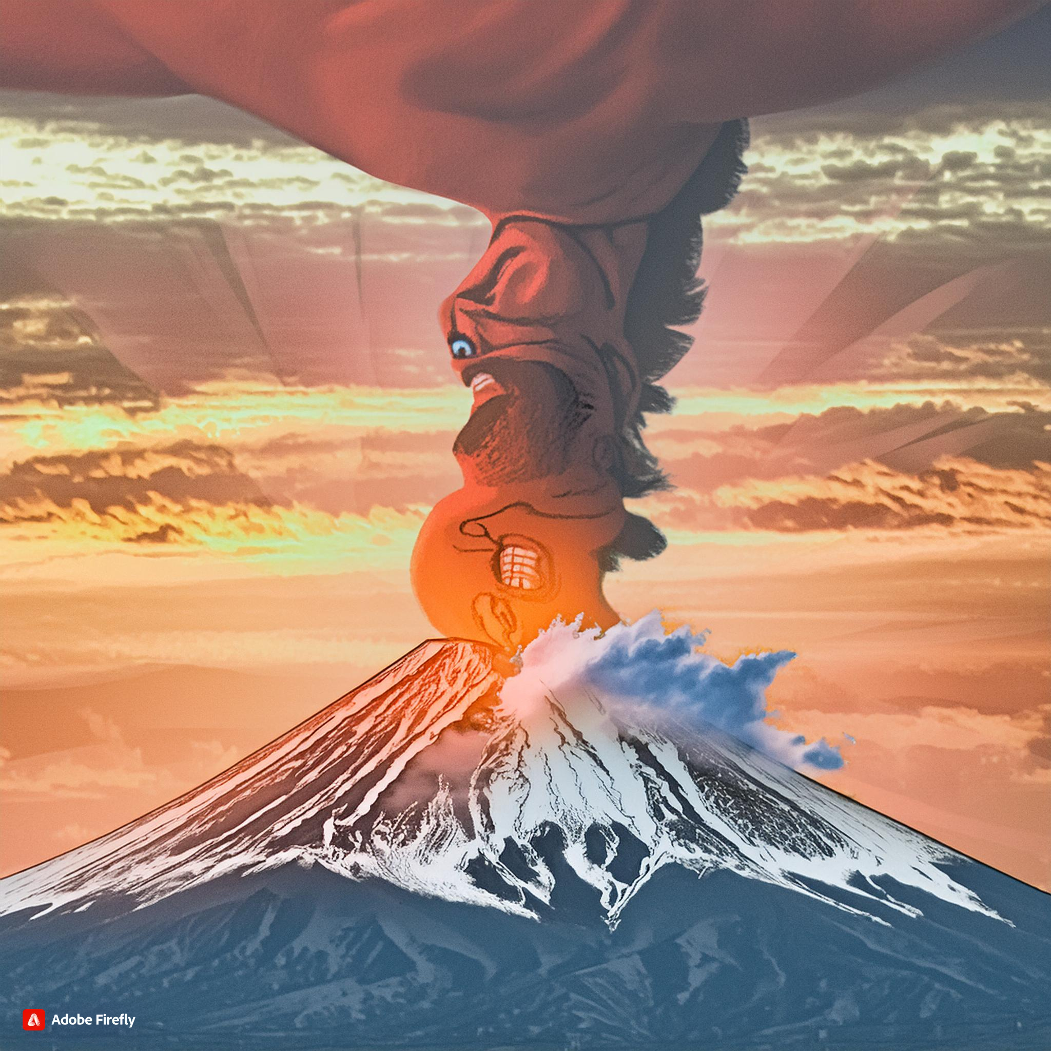 volcan crachant du feu et symbolisant la colère de la Terre
