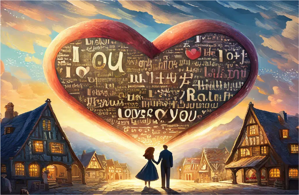 Couple se tenant la main au sein d'un gros coeur