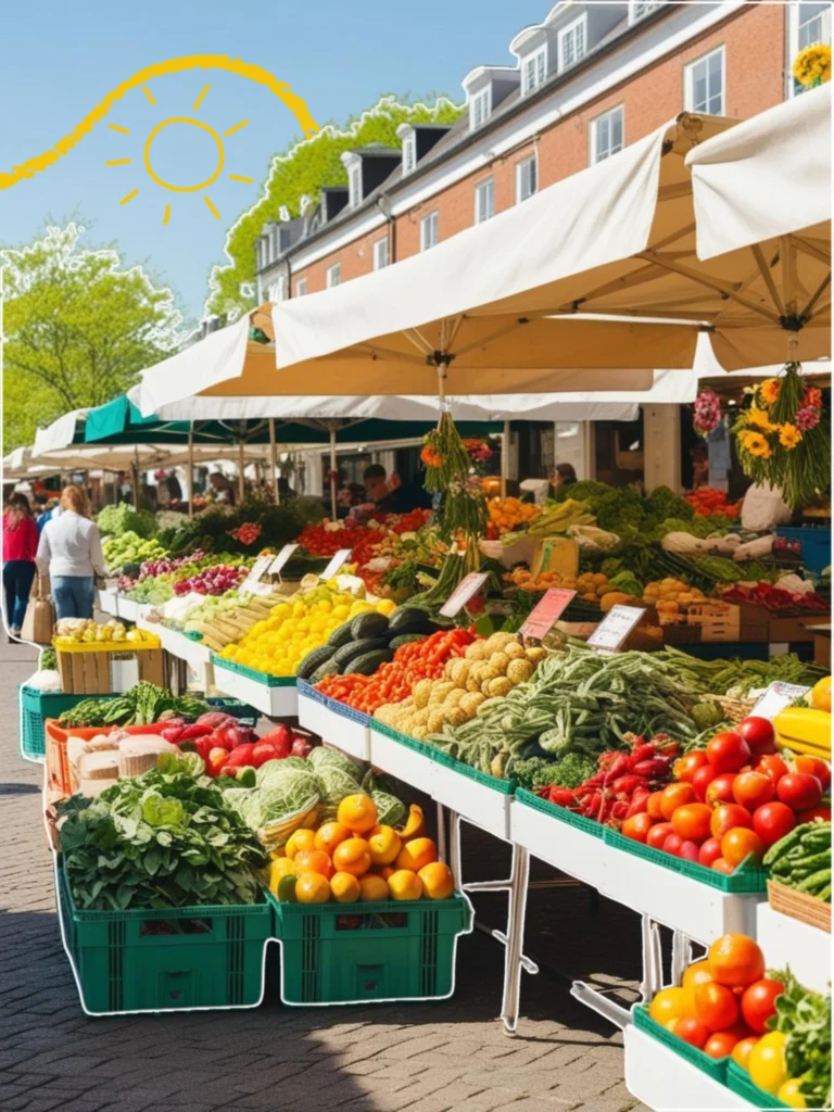 Un marché par une journée ensoleillée de mai