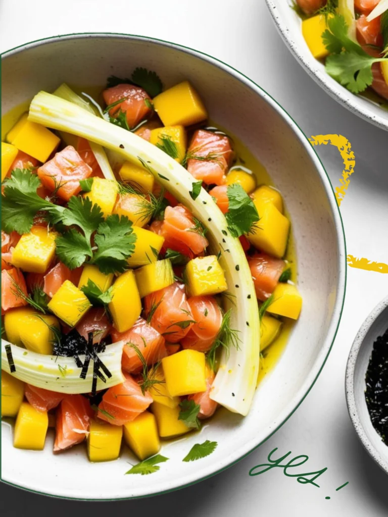 Tartare de saumon, mangue et fenouil