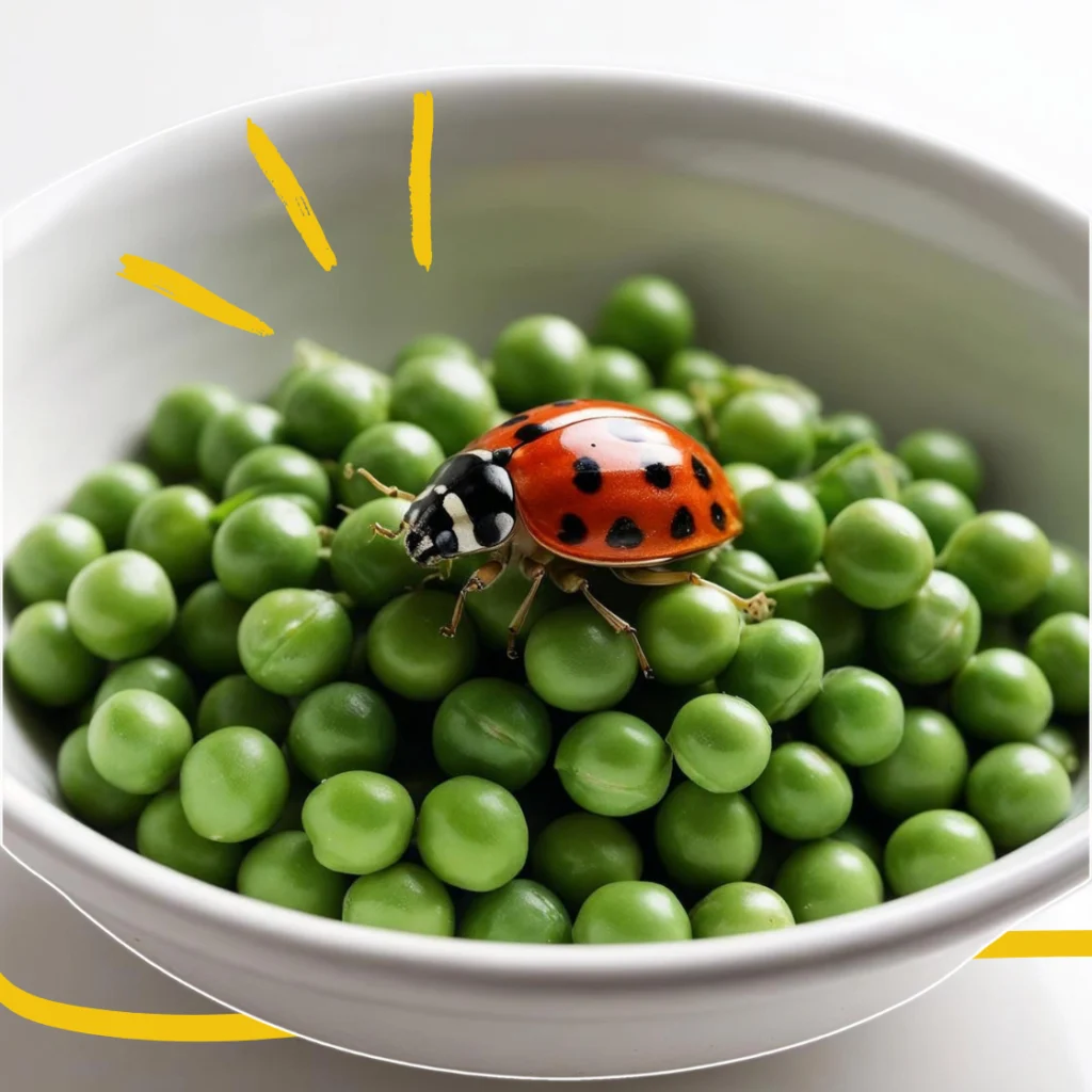 Coccinelle sur des petits pois