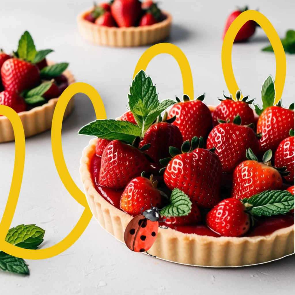 une tarte aux fraises et à la menthe