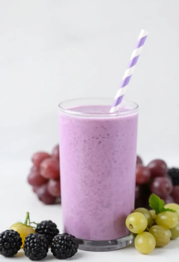 Smoothie violet aux raisins, mûres et pommes de septembre.