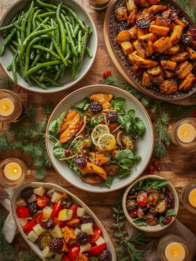 Plateau de légumes et salade de fruits pour un repas de fête plus léger