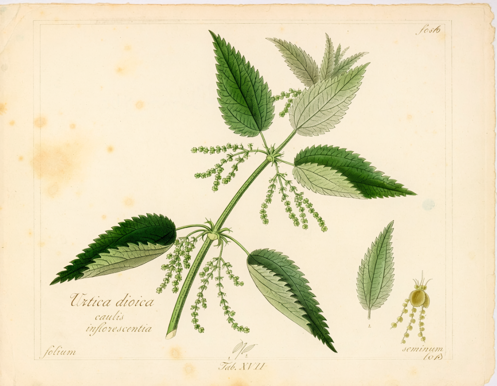 Planche botanique de l'ortie